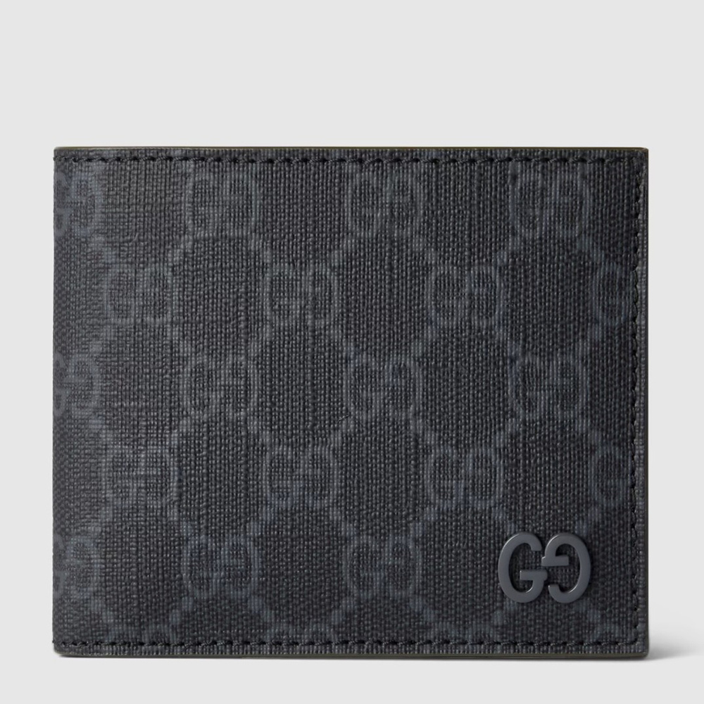 Gucci Bi-fold Wallet in Black Supreme Canvas with Grey Interior GGBS10973