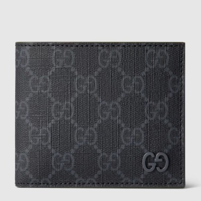 Gucci Bi-fold Wallet in Black Supreme Canvas with Grey Interior GGBS10973