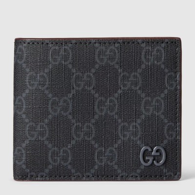 Gucci Bi-fold Wallet in Black Supreme Canvas with Red Interior GGBS10974