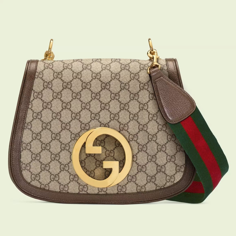 Gucci Blondie Medium Shoulder Bag in Beige GG Supreme Canvas GGBS10111