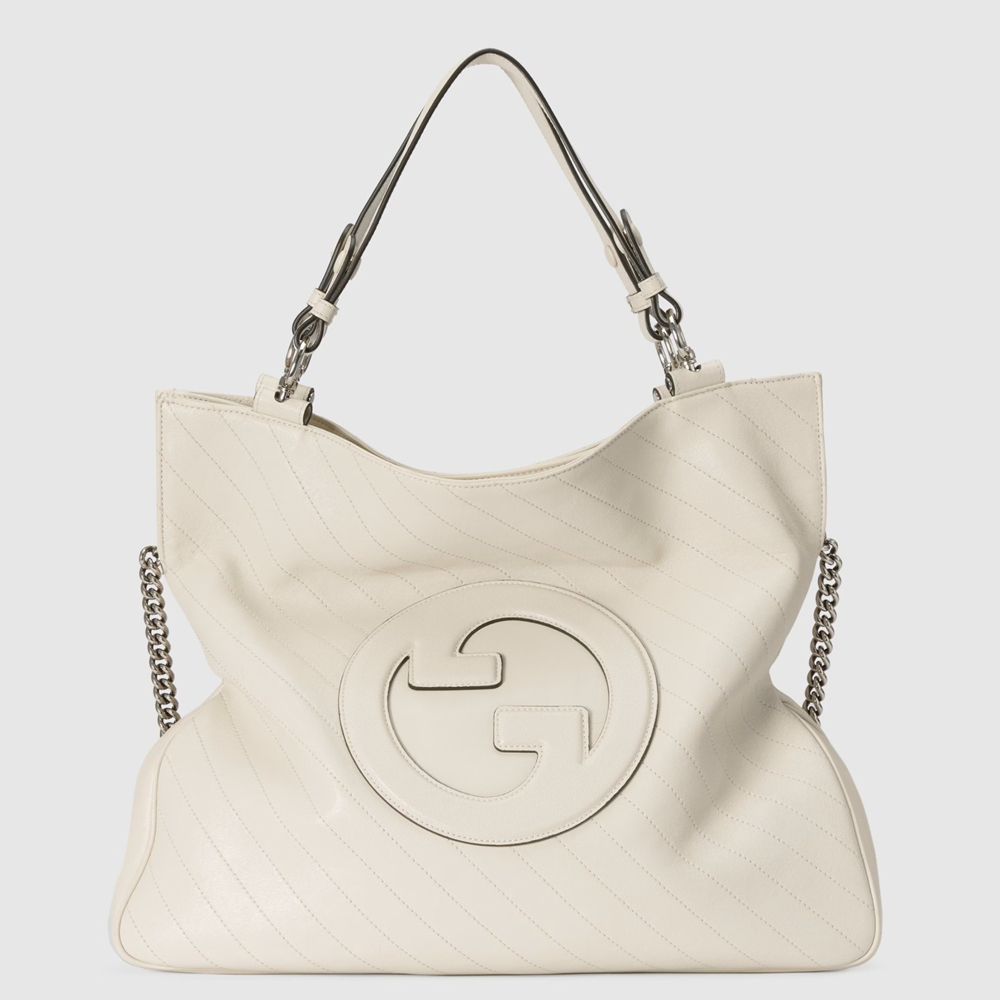 Gucci Blondie Medium Tote Bag in White Calfskin GGBS10883