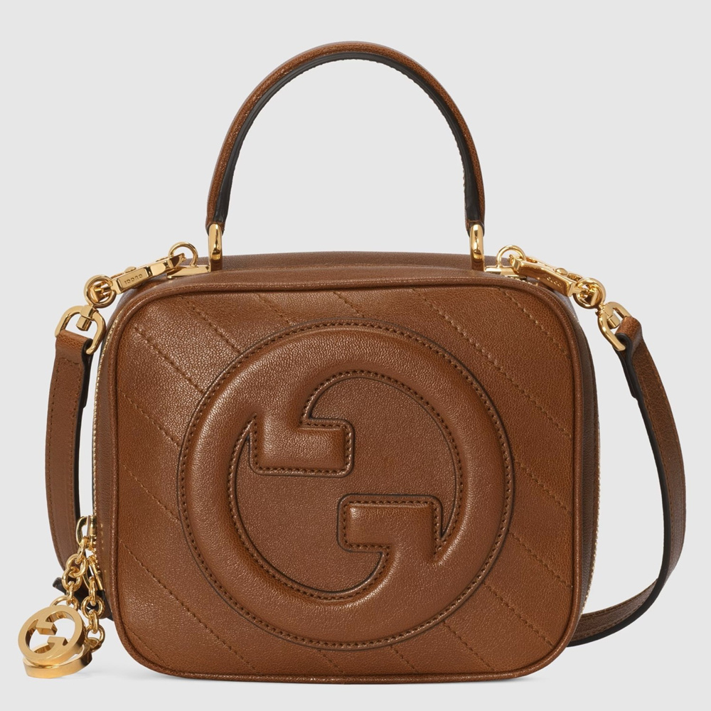 Gucci Blondie Mini Top Handle Bag in Brown Leather GGBS10126