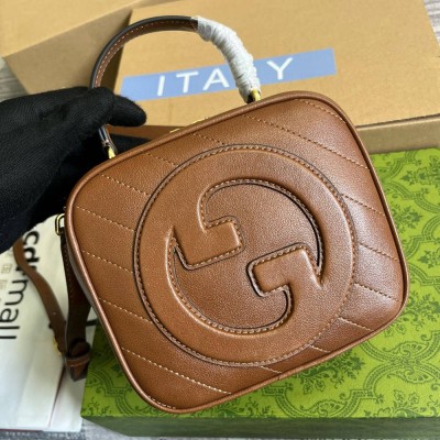 Gucci Blondie Mini Top Handle Bag in Brown Leather GGBS10126