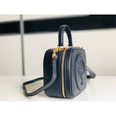 Gucci Blondie Mini Top Handle Bag in Navy Blue Leather GGBS10128