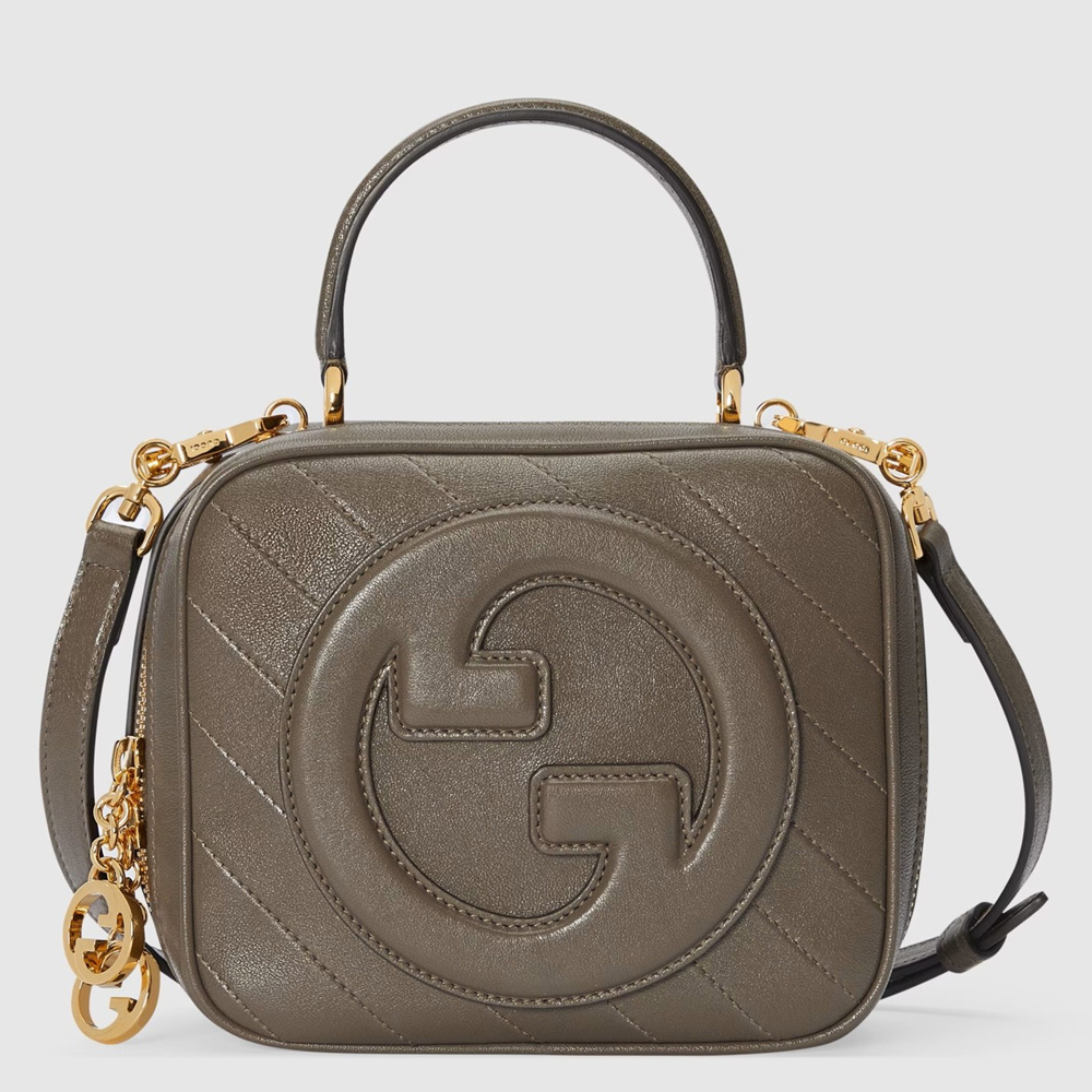 Gucci Blondie Mini Top Handle Bag in Taupe Leather GGBS10131