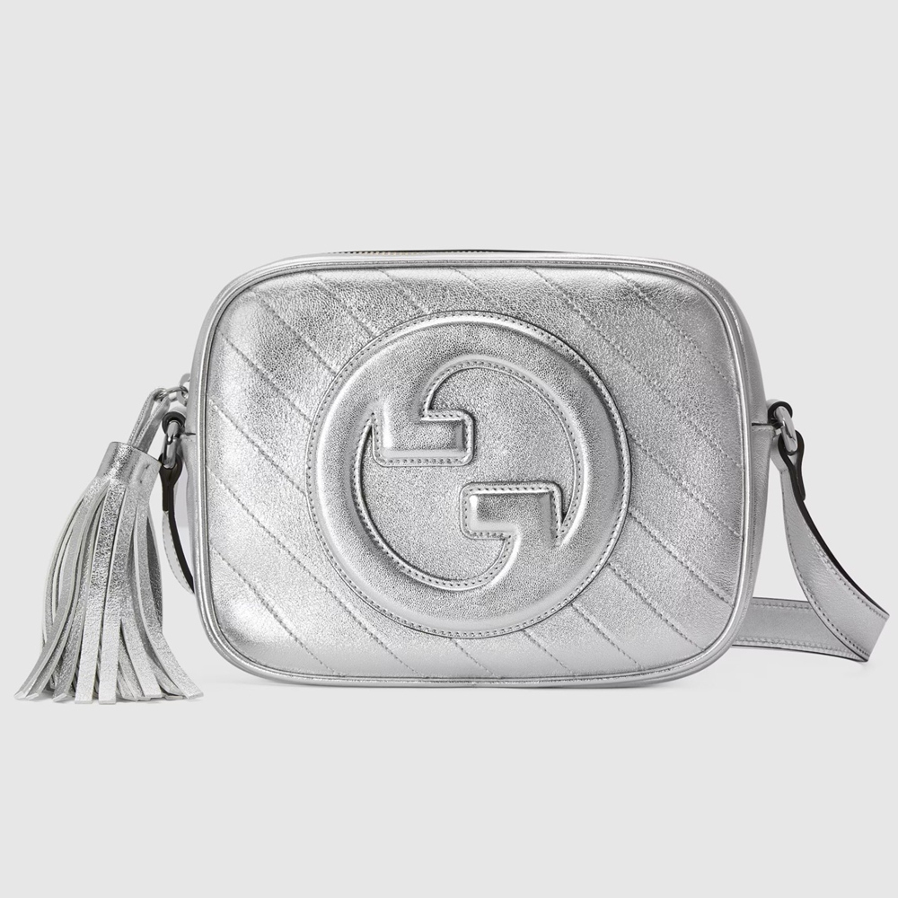 Gucci Blondie Small Camera Bag in Silver Metallic Leather GGBS10108