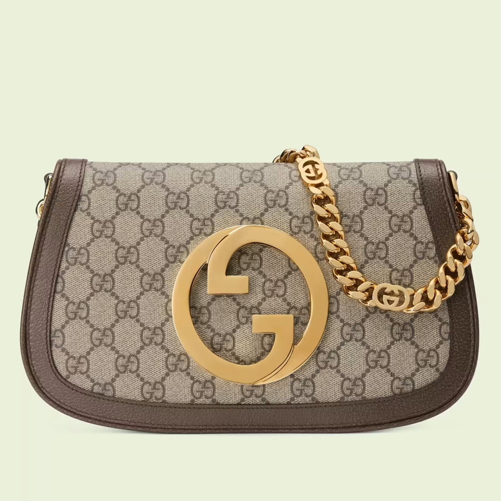 Gucci Blondie Small Shoulder Bag in Beige GG Supreme Canvas GGBS10120