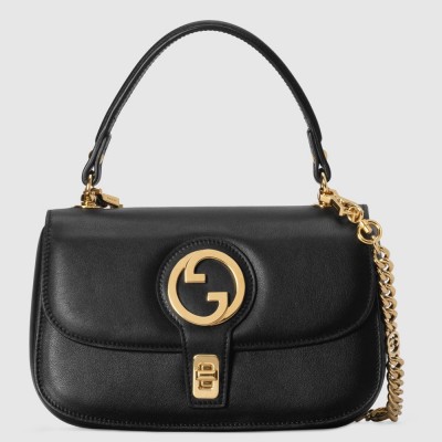 Gucci Blondie Small Top Handle Bag in Black Cuir Leather GGBS10134