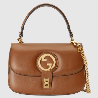 Gucci Blondie Small Top Handle Bag in Brown Cuir Leather GGBS10135