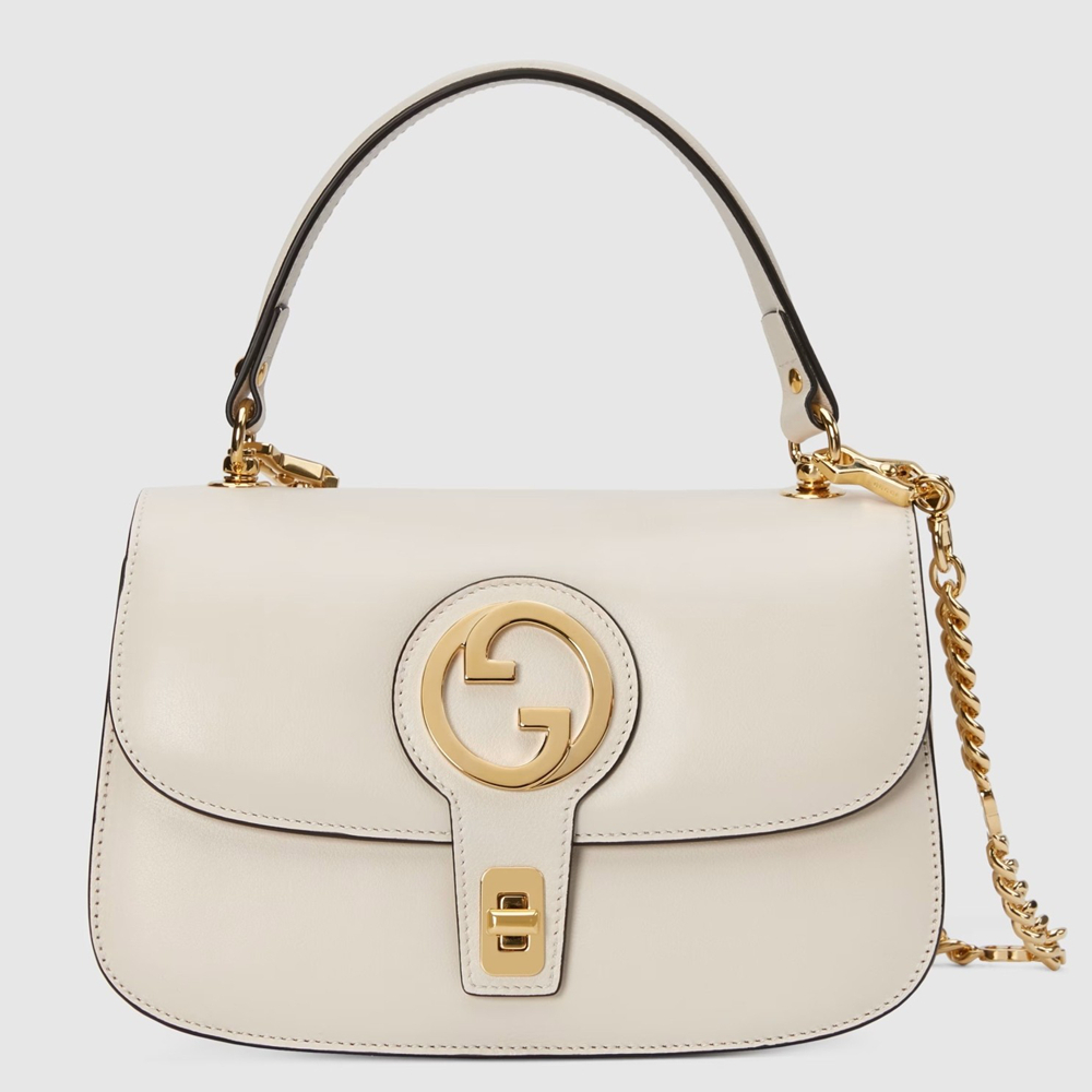 Gucci Blondie Small Top Handle Bag in White Cuir Leather GGBS10136