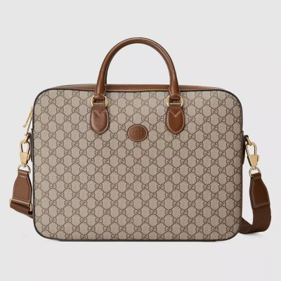 Gucci Briefcase Bag in GG Supreme Canvas with Interlocking G GGBS10142