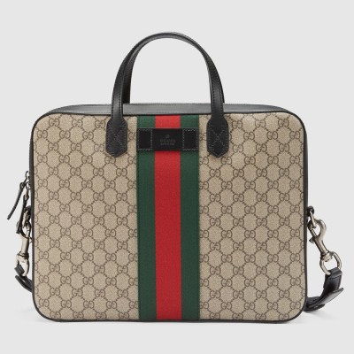 Gucci Briefcase in Beige GG Supreme with Web GGBS10144