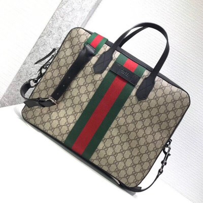 Gucci Briefcase in Beige GG Supreme with Web GGBS10144