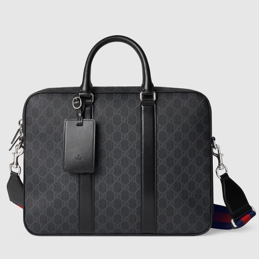 Gucci Briefcase in Black GG Supreme Canvas with Shoulder Strap GGBS10146