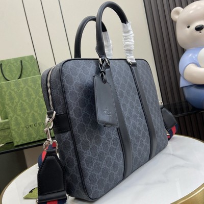 Gucci Briefcase in Black GG Supreme Canvas with Shoulder Strap GGBS10146