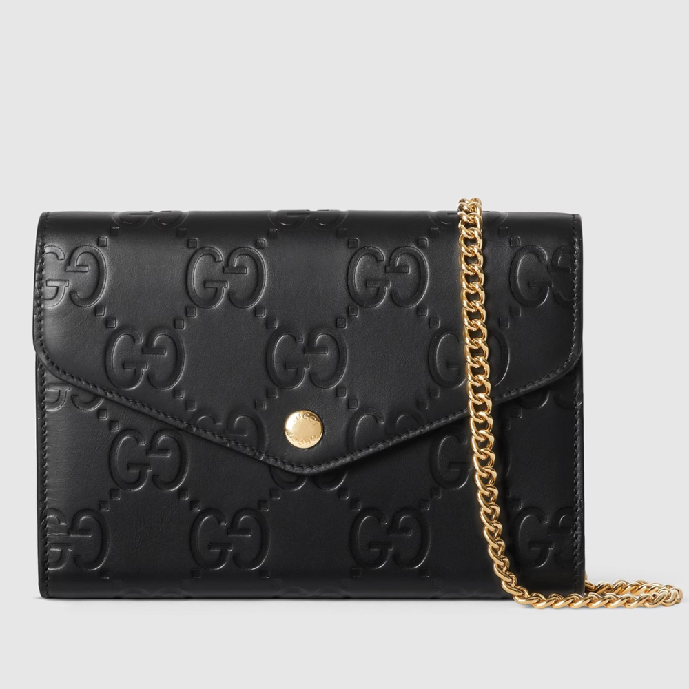 Gucci Chain Wallet in Black GG Leather GGBS10979