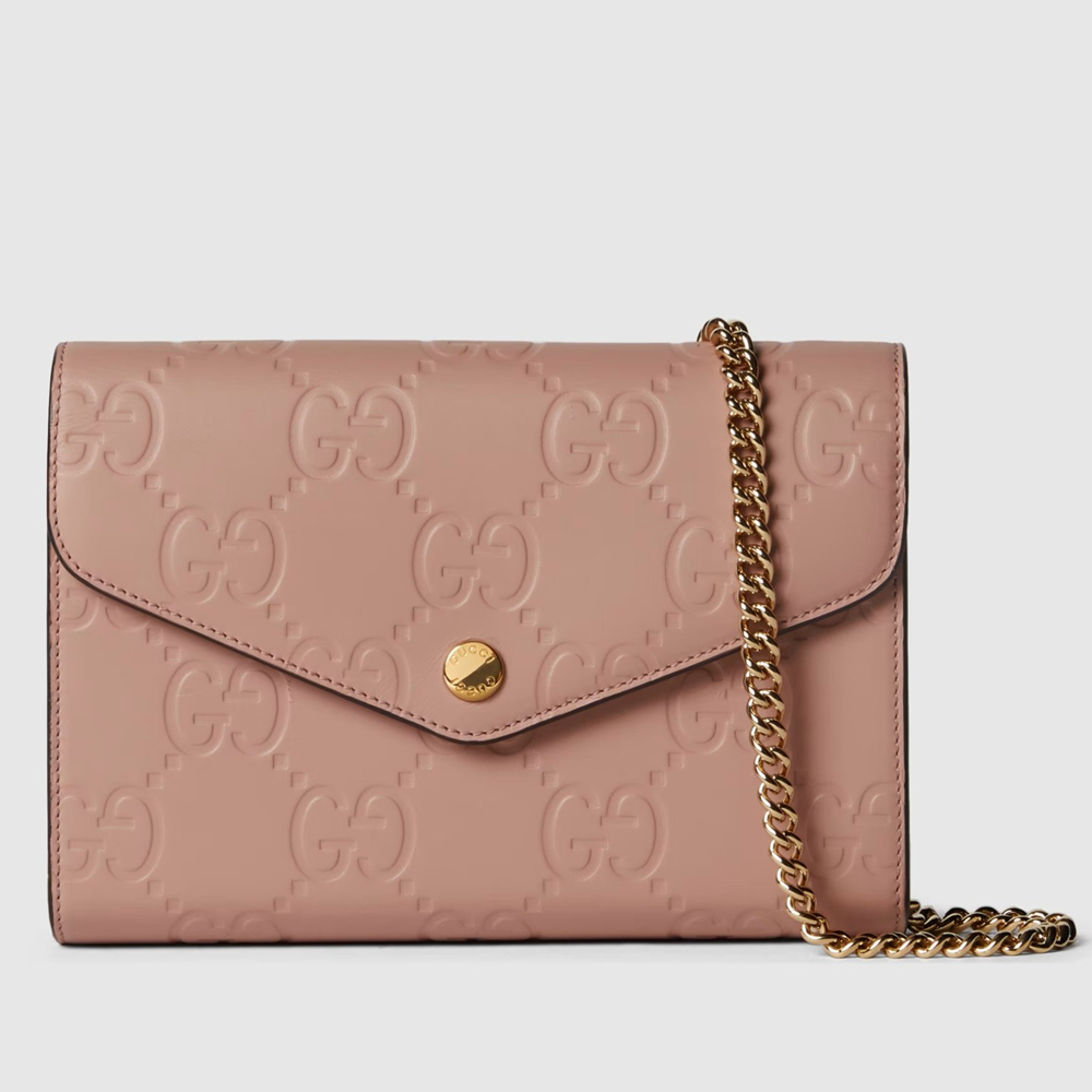 Gucci Chain Wallet in Rose Beige GG Leather GGBS10981