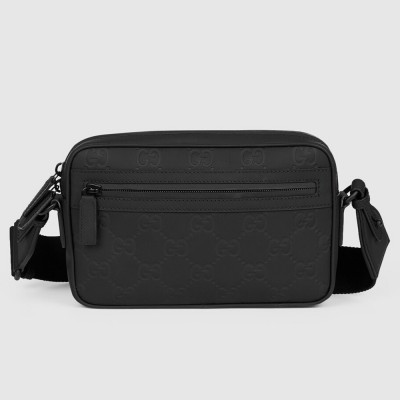 Gucci Crossbody Bag in Black GG Rubber-effect Leather GGBS10155