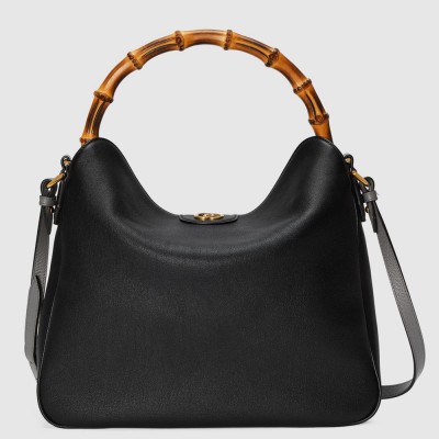 Gucci Diana Large Shoulder Bag in Black Cuir Leather GGBS10167