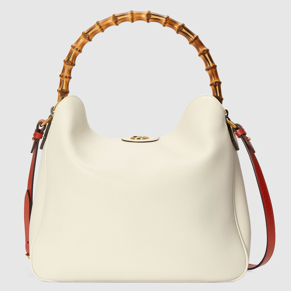 Gucci Diana Large Shoulder Bag in White Cuir Leather GGBS10169