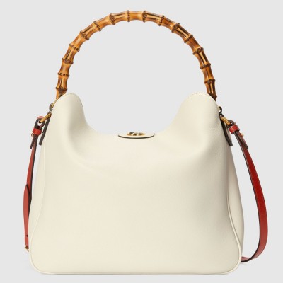 Gucci Diana Large Shoulder Bag in White Cuir Leather GGBS10169