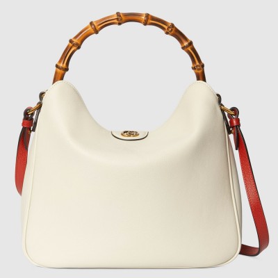 Gucci Diana Medium Shoulder Bag in White Cuir Leather GGBS10172