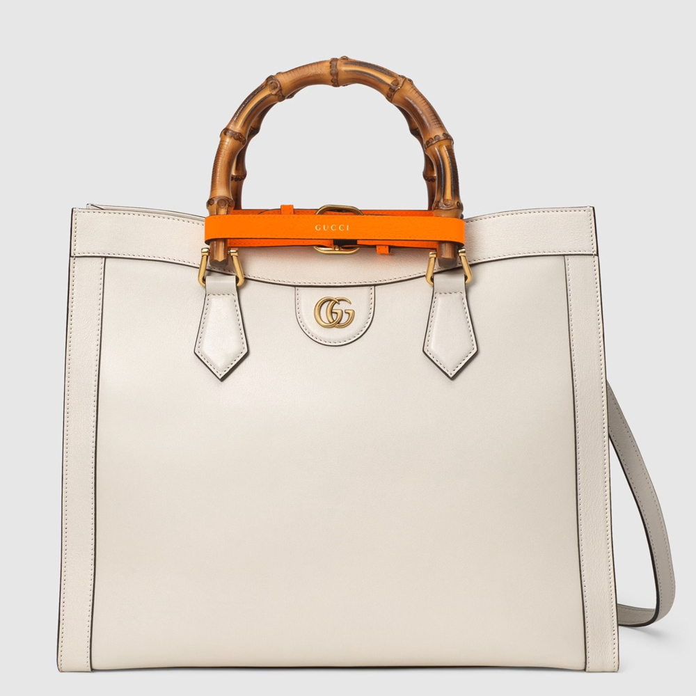 Gucci Diana Medium Tote Bag in White Leather GGBS10886