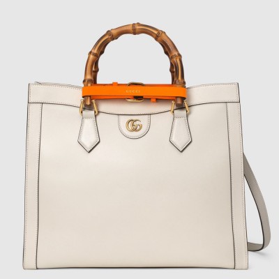 Gucci Diana Medium Tote Bag in White Leather GGBS10886