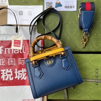 Gucci Diana Mini Tote Bag in Blue Calfskin GGBS10178