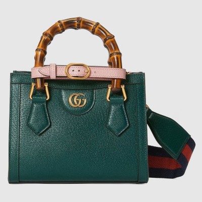 Gucci Diana Mini Tote Bag in Green Calfskin GGBS10182