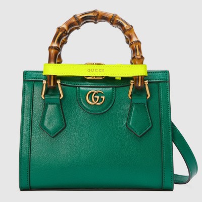 Gucci Diana Mini Tote Bag in Green Leather GGBS10183