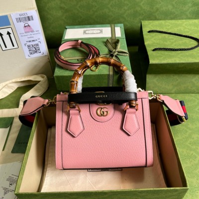 Gucci Diana Mini Tote Bag in Pink Calfskin GGBS10185