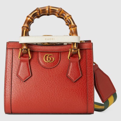 Gucci Diana Mini Tote Bag in Red Calfskin GGBS10187