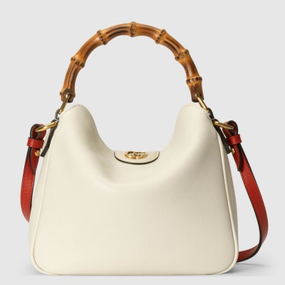 Gucci Diana Small Shoulder Bag in White Cuir Leather GGBS10175