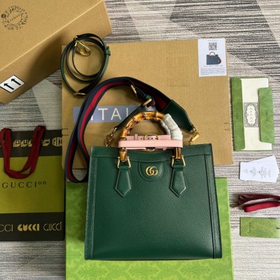 Gucci Diana Small Tote Bag in Green Calfskin GGBS10198