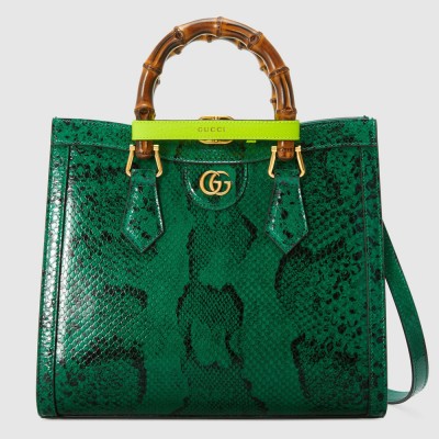 Gucci Diana Small Tote Bag in Green Python Embossed Leather GGBS10200