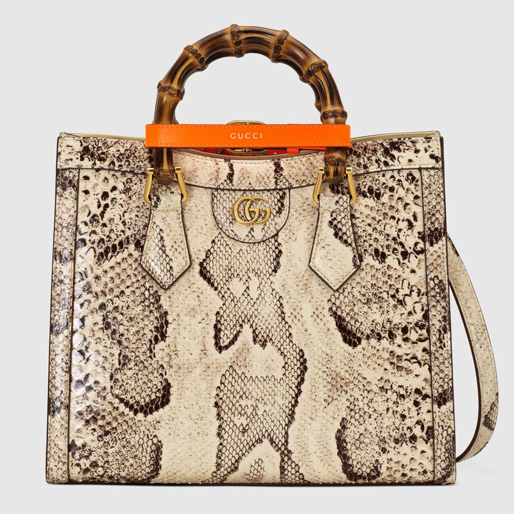 Gucci Diana Small Tote Bag in Natural Python Embossed Leather GGBS10202