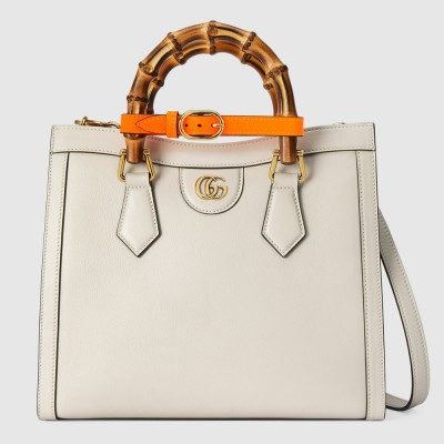 Gucci Diana Small Tote Bag in White Leather GGBS10204