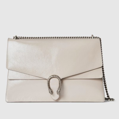 Gucci Dionysus Large Shoulder Bag in White Patent Leather GGBS10784