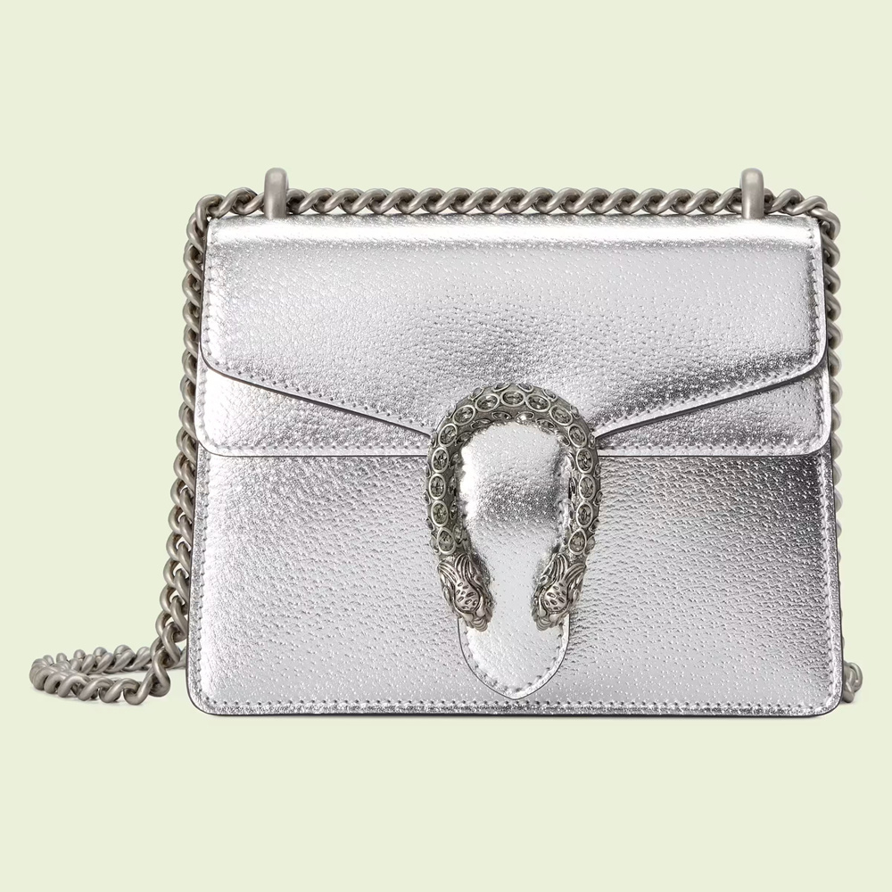 Gucci Dionysus Mini Bag in Silver Metallic Leather GGBS10635