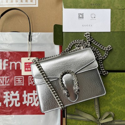 Gucci Dionysus Mini Bag in Silver Metallic Leather GGBS10635