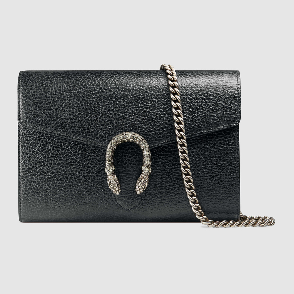 Gucci Dionysus Mini Chain Wallet in Black Leather GGBS10923