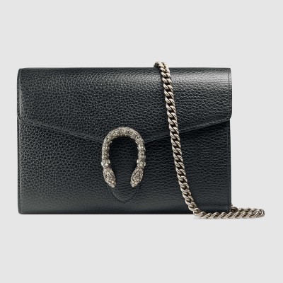 Gucci Dionysus Mini Chain Wallet in Black Leather GGBS10923