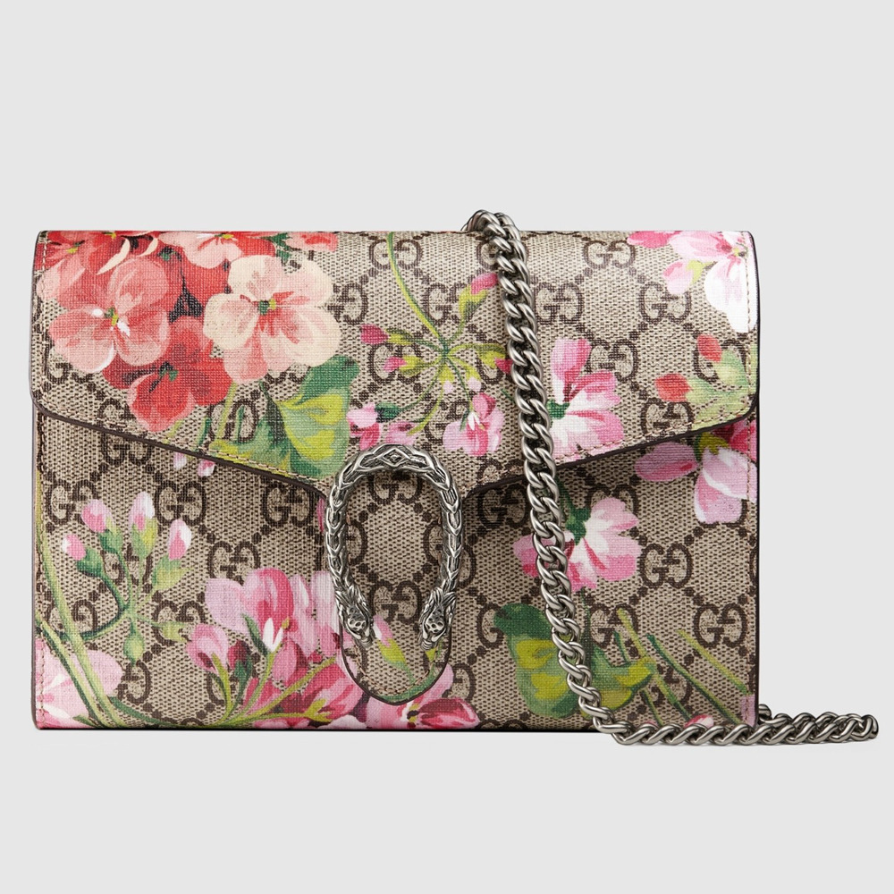 Gucci Dionysus Mini Chain Wallet in Blooms GG Canvas GGBS10924