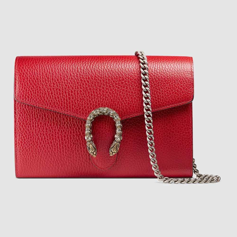 Gucci Dionysus Mini Chain Wallet in Red Leather GGBS10928