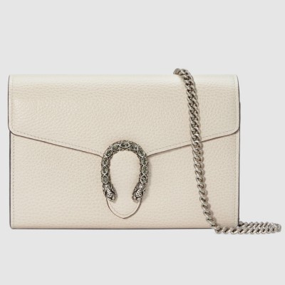 Gucci Dionysus Mini Chain Wallet in White Leather GGBS10930