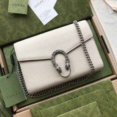 Gucci Dionysus Mini Chain Wallet in White Leather GGBS10930