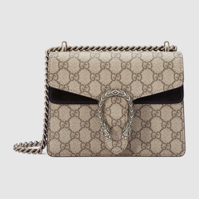 Gucci Dionysus Mini Shoulder Bag in GG Canvas with Black Suede GGBS10222