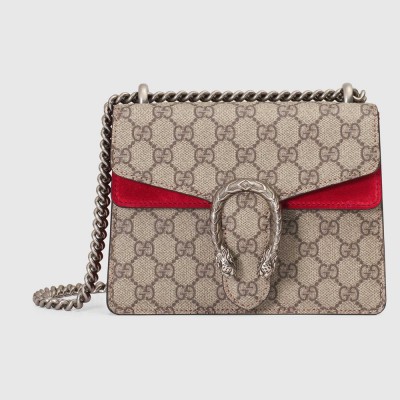 Gucci Dionysus Mini Shoulder Bag in GG Canvas with Red Suede GGBS10223