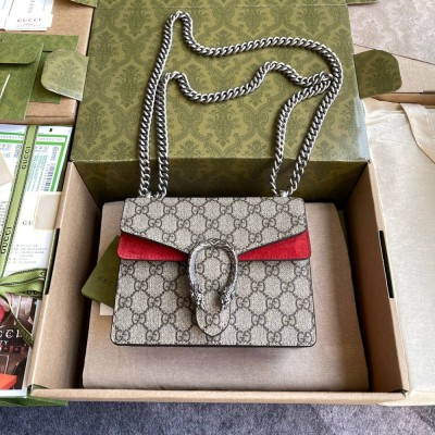 Gucci Dionysus Mini Shoulder Bag in GG Canvas with Red Suede GGBS10223